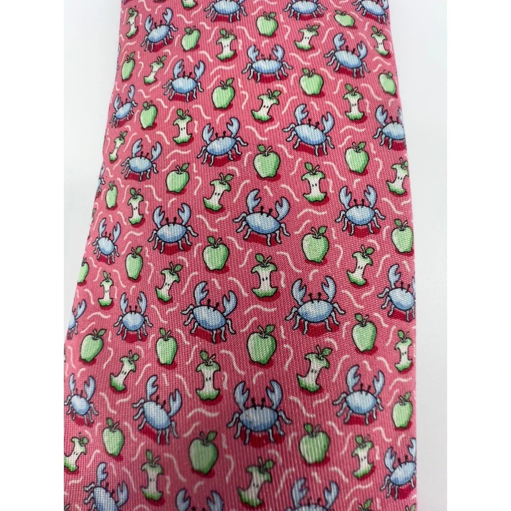 Vineyard Vines Tie Mens Pink Crab Apple Silk Necktie Novelty Neck Wear‎